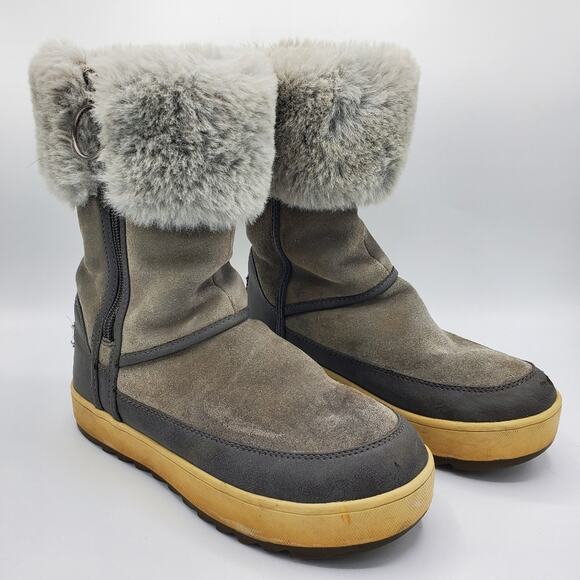 Koolaburra by Ugg Tynlee Waterproof Faux Fur Trim Outdoor Snow Boot Women 6 Grey - Picture 2 of 9